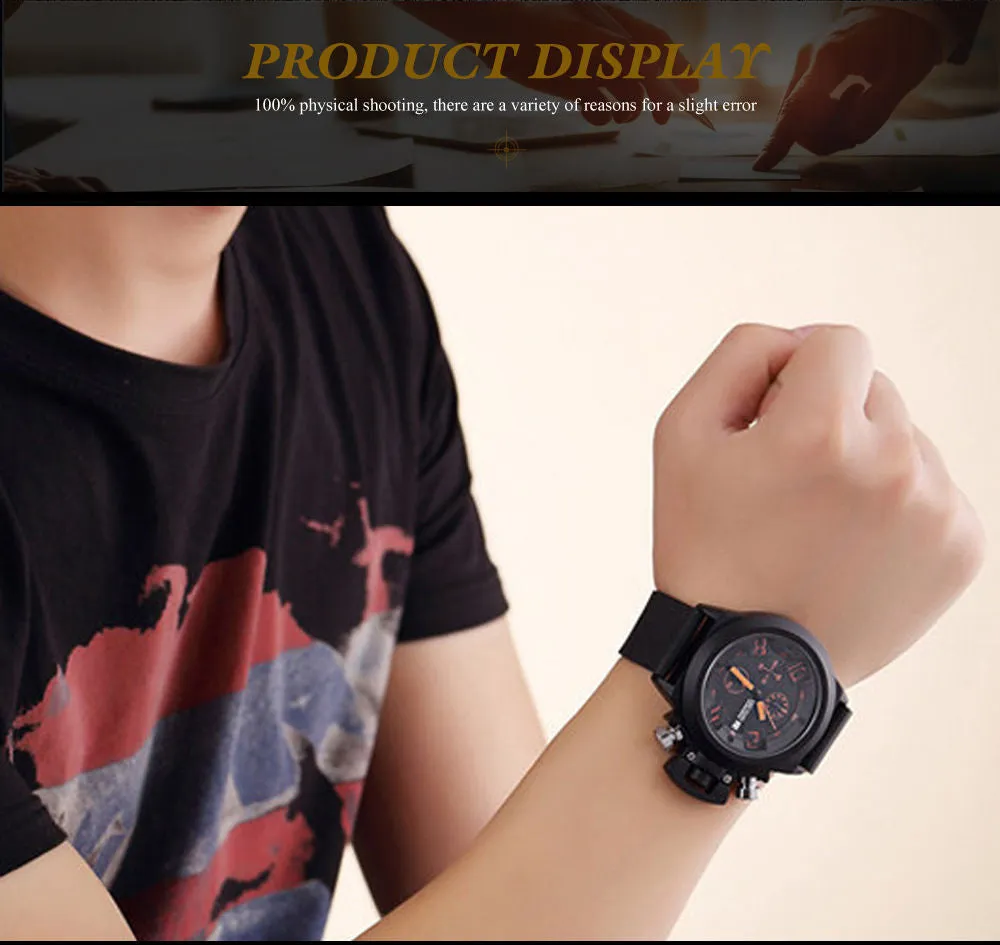 Lava Engraved Silicone Black Watch