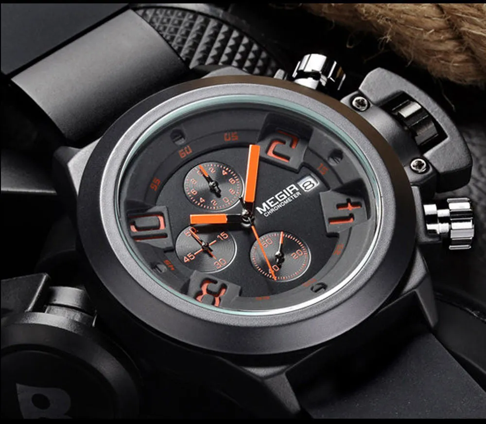 Lava Engraved Silicone Black Watch