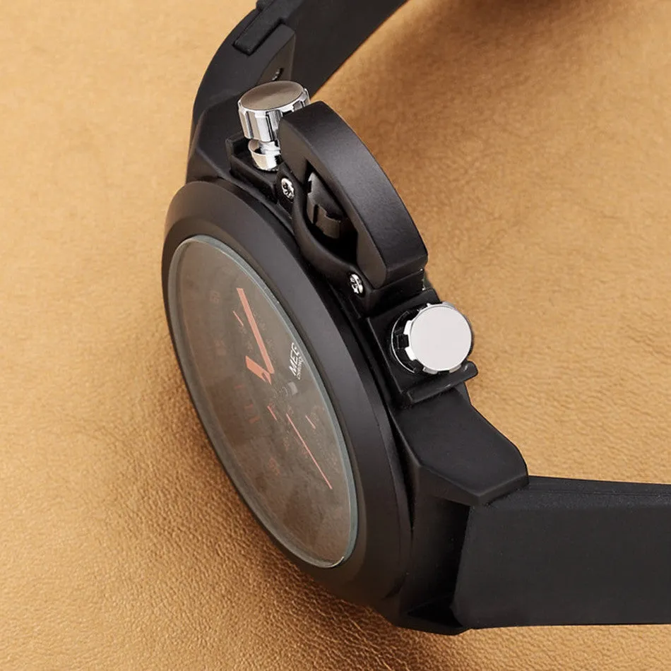 Lava Engraved Silicone Black Watch