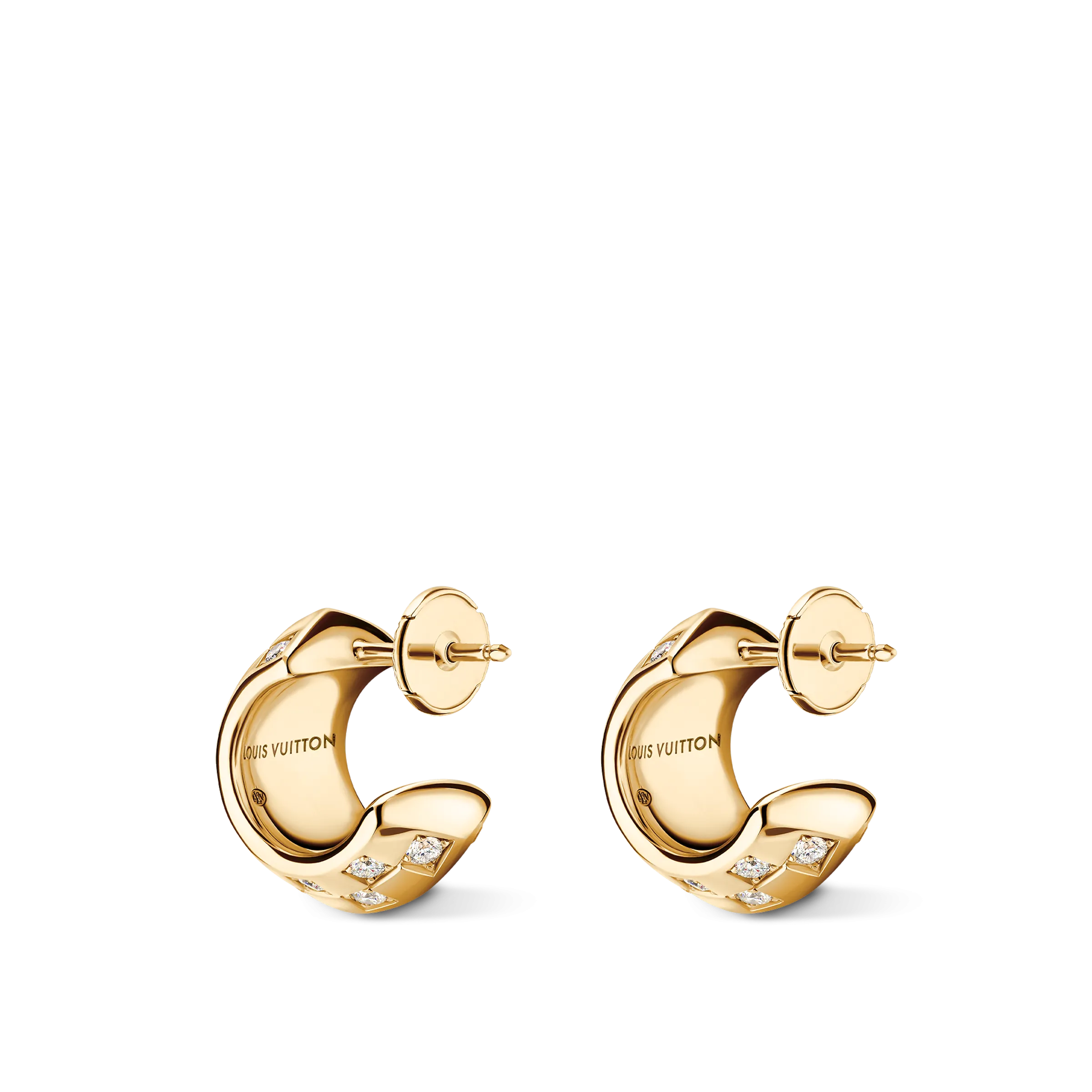 Le Damier de Louis Vuitton Earrings, Yellow Gold and Diamonds