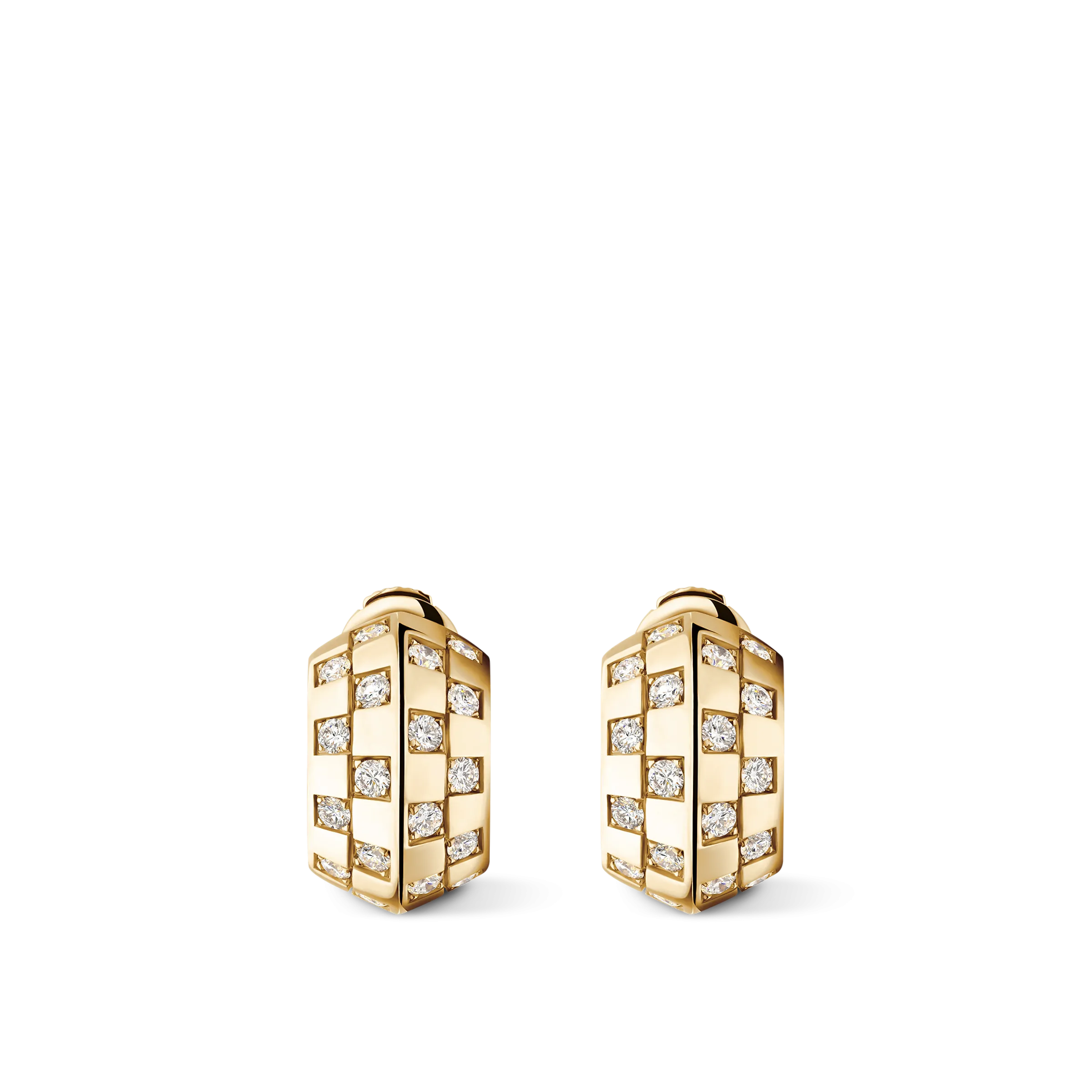 Le Damier de Louis Vuitton Earrings, Yellow Gold and Diamonds