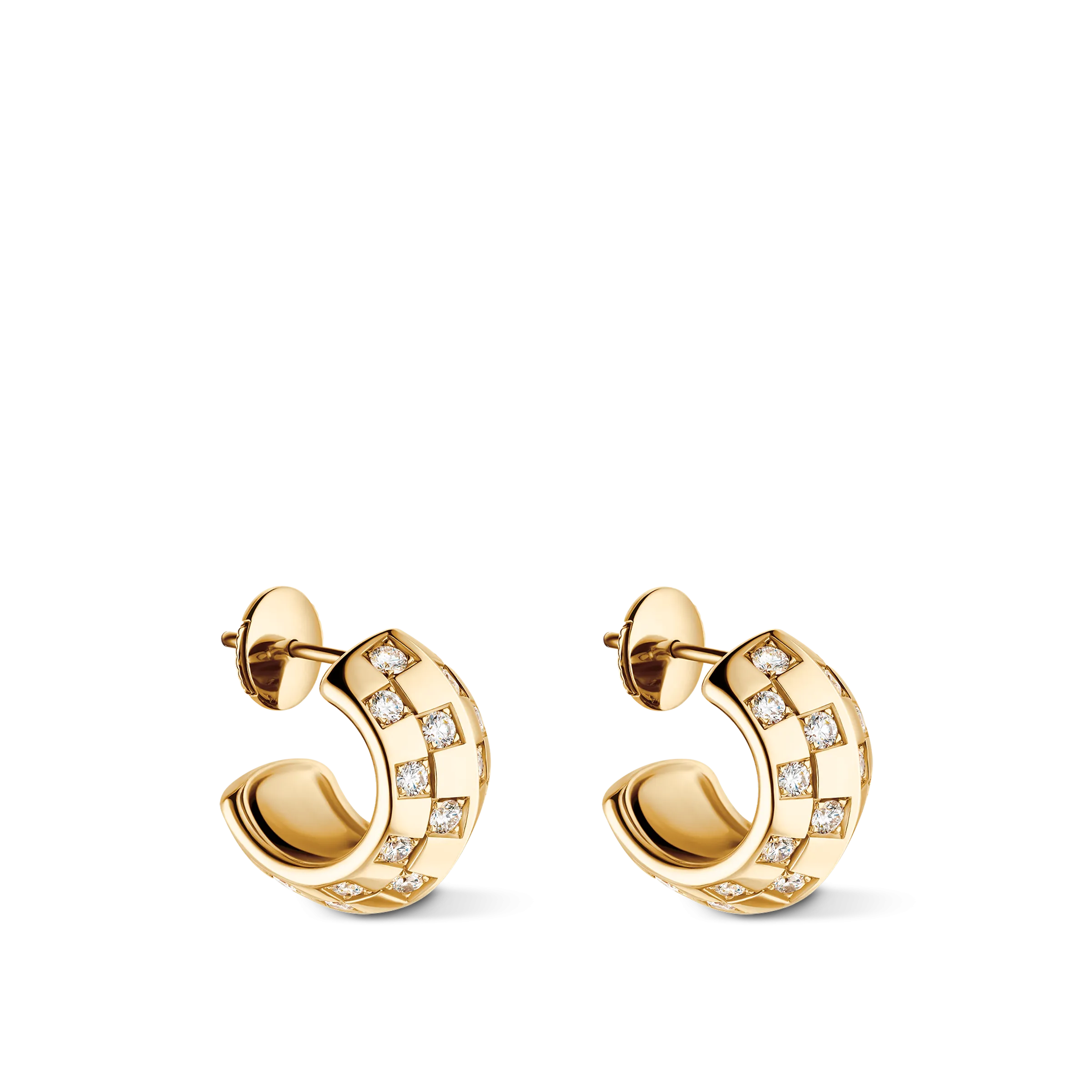 Le Damier de Louis Vuitton Earrings, Yellow Gold and Diamonds