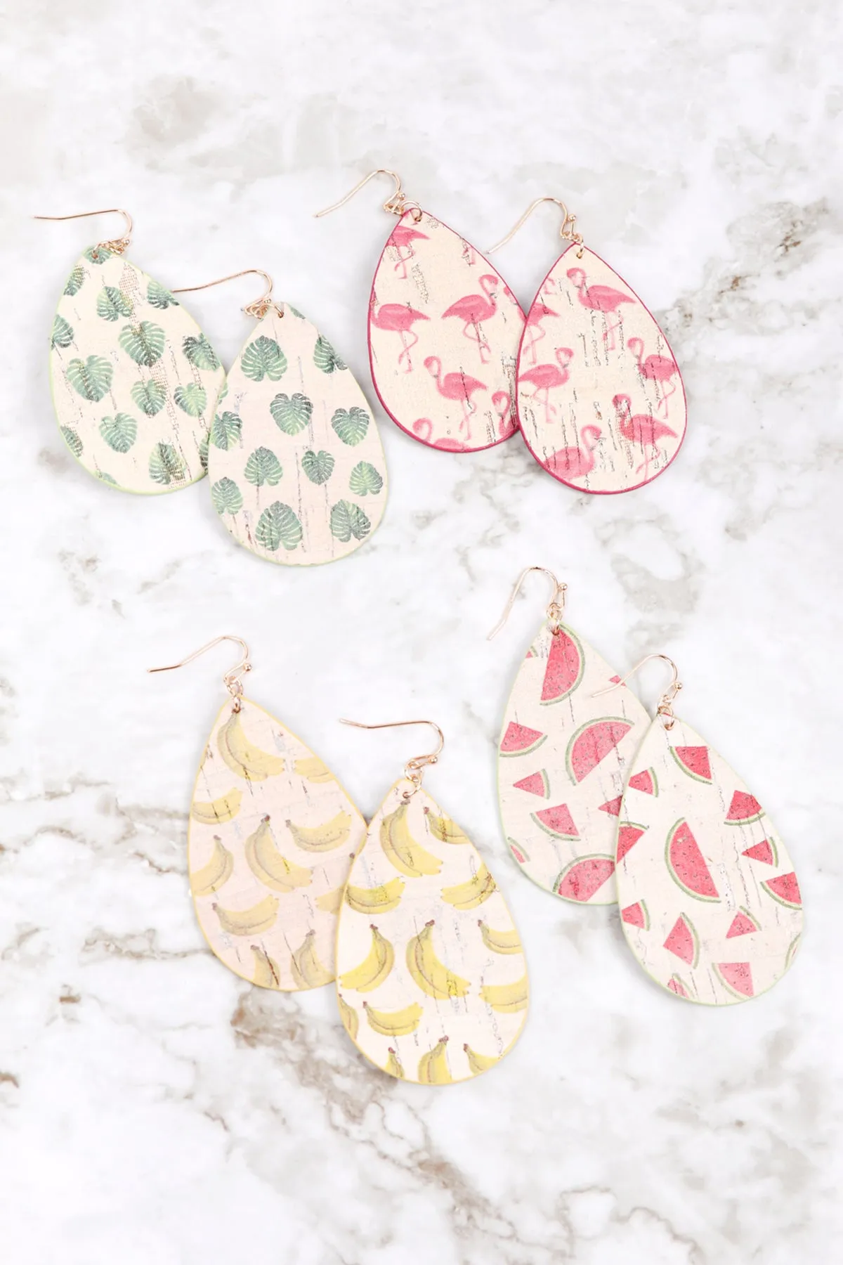 LEATHER PLANTERA TEAR DROP FISH HOOK EARRINGS