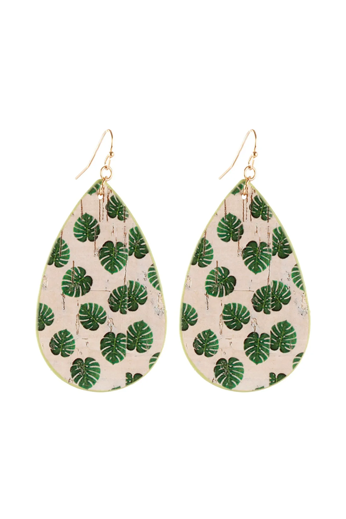 LEATHER PLANTERA TEAR DROP FISH HOOK EARRINGS