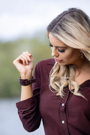 Leather Strap Bracelet- Choc - SA401