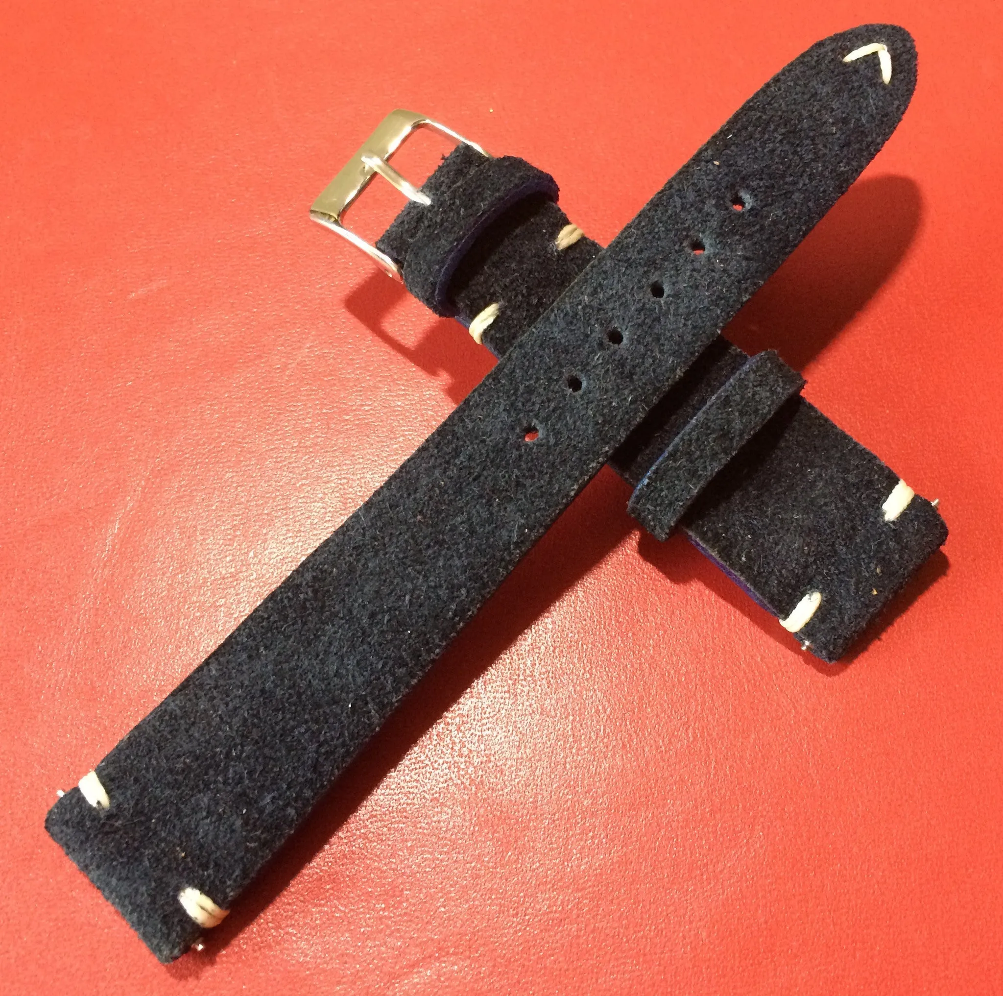 Leather Watch Strap 20mm, Suede Leather Watch Band for Rolex, Tudor, Blue 19mm Watch Strap