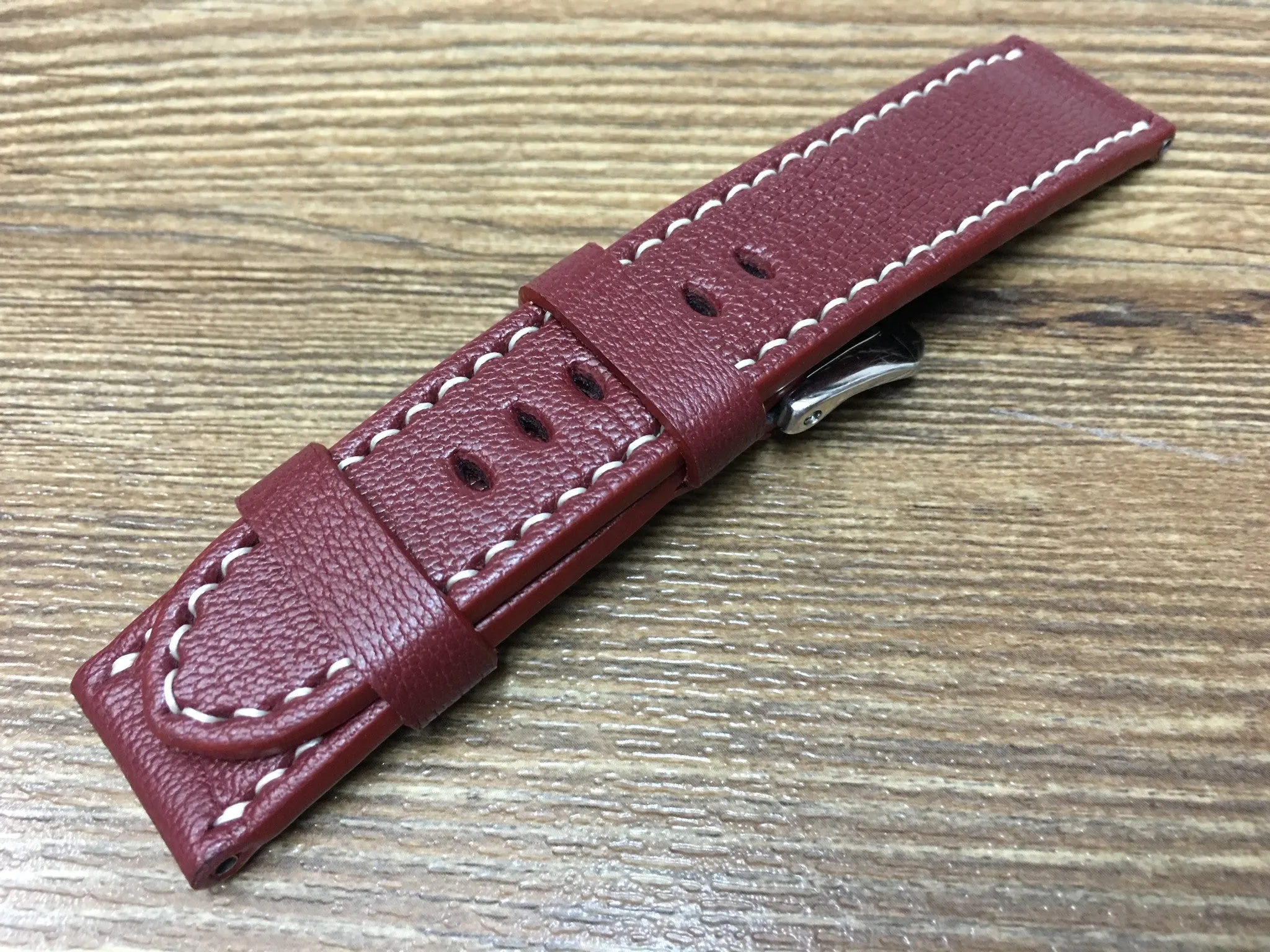 Leather Watch Strap 24mm, Watch Strap for Panerai, Leather Watch Band 24mm, Dark Red Watch Band 26mm, Gift Ideas for him