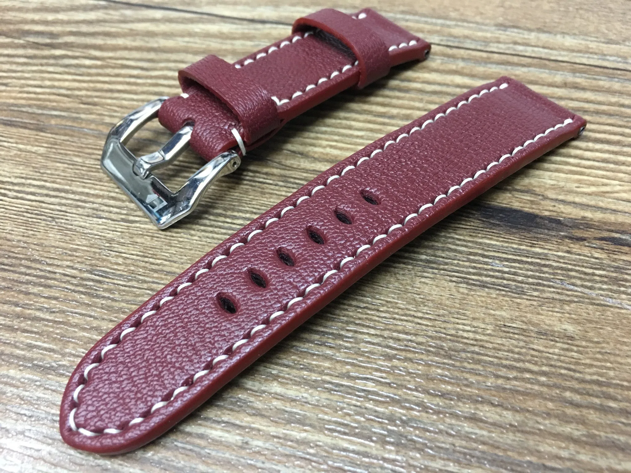 Leather Watch Strap 24mm, Watch Strap for Panerai, Leather Watch Band 24mm, Dark Red Watch Band 26mm, Gift Ideas for him