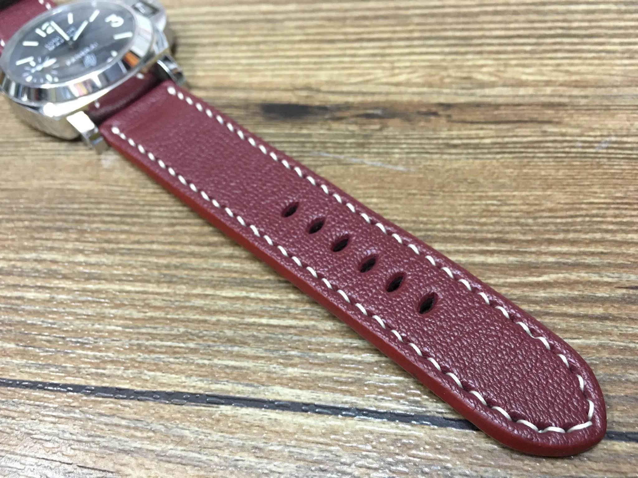 Leather Watch Strap 24mm, Watch Strap for Panerai, Leather Watch Band 24mm, Dark Red Watch Band 26mm, Gift Ideas for him