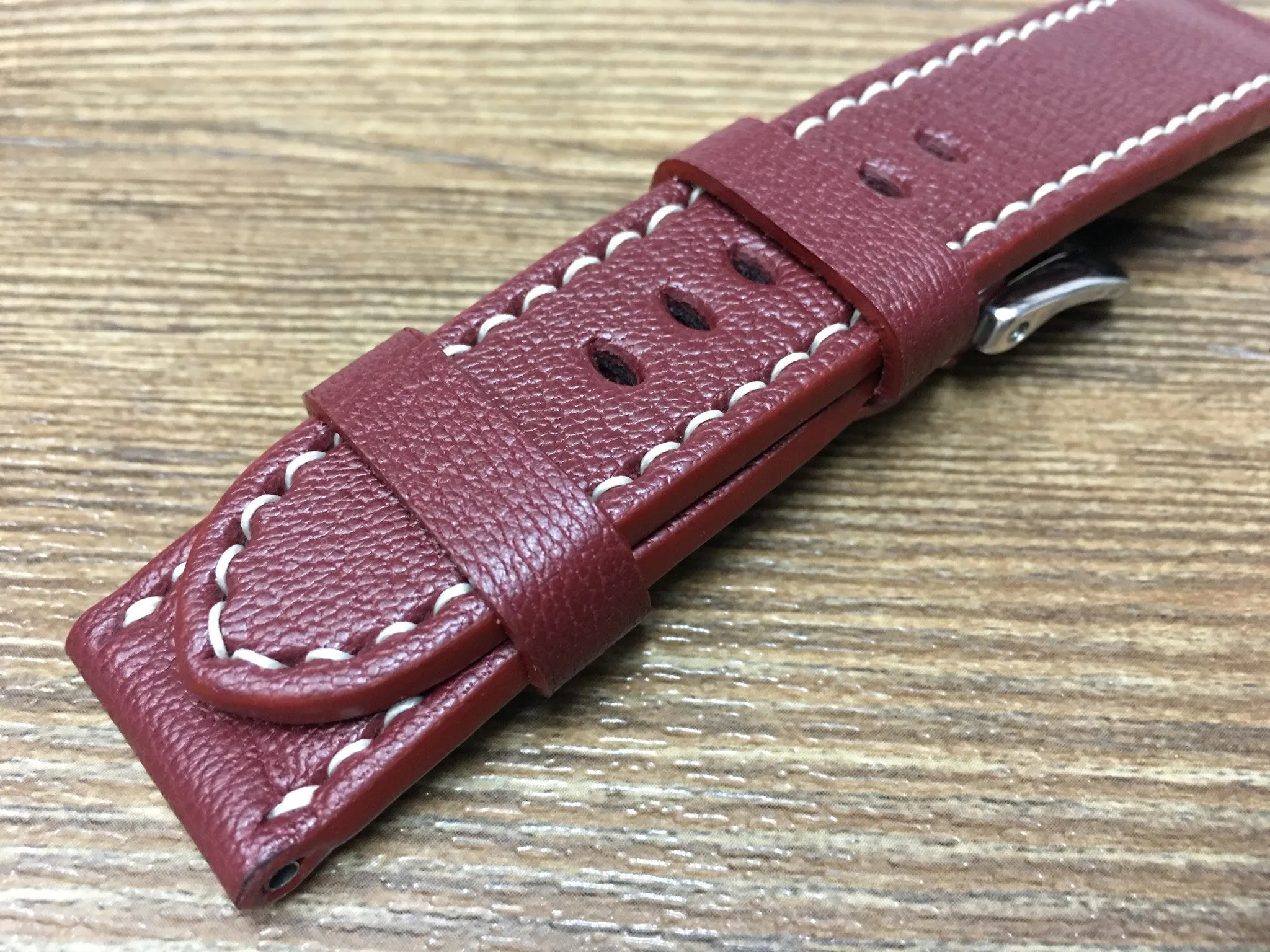 Leather Watch Strap 24mm, Watch Strap for Panerai, Leather Watch Band 24mm, Dark Red Watch Band 26mm, Gift Ideas for him