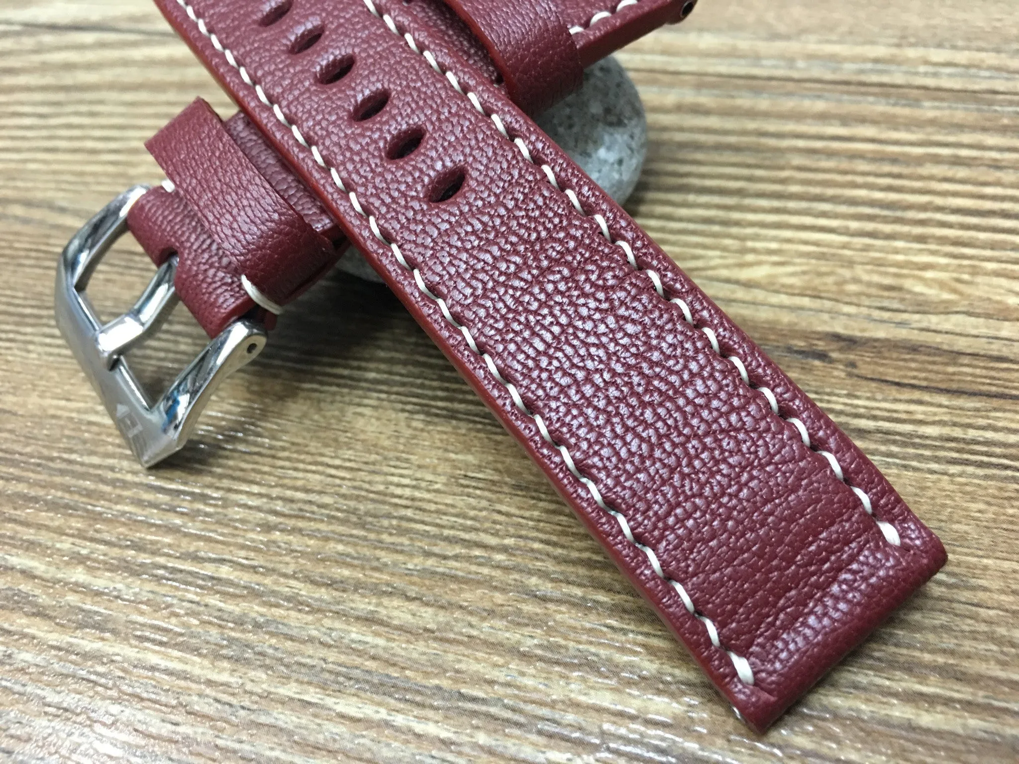 Leather Watch Strap 24mm, Watch Strap for Panerai, Leather Watch Band 24mm, Dark Red Watch Band 26mm, Gift Ideas for him