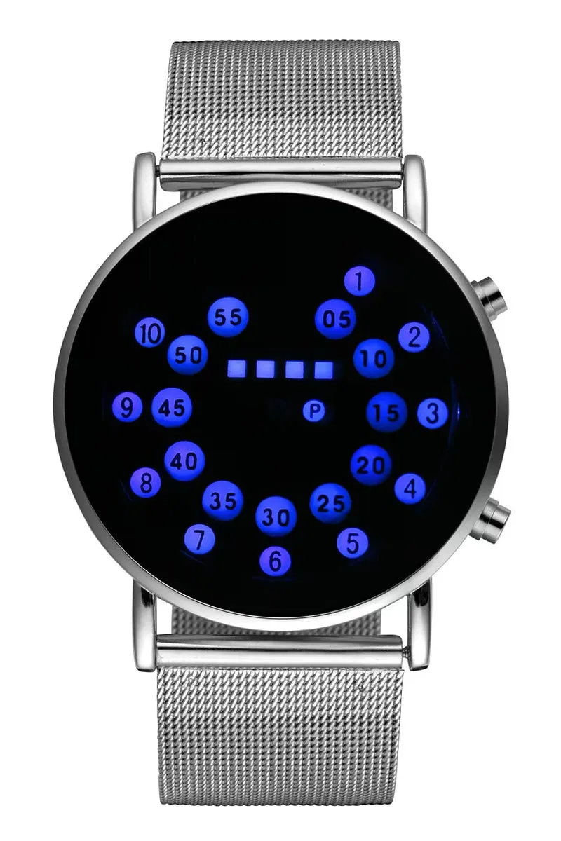 LED Fashion Cool Digital Watch Men Watches Luxury Mesh Binary Watches Male Digital Hour Clock Montre Homme Masculino Relojes