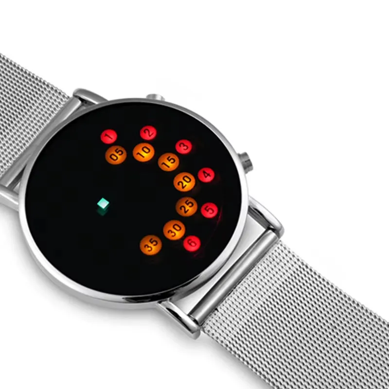 LED Fashion Cool Digital Watch Men Watches Luxury Mesh Binary Watches Male Digital Hour Clock Montre Homme Masculino Relojes