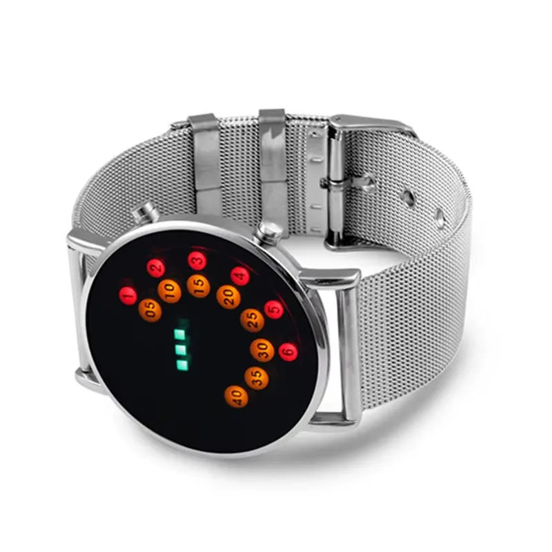 LED Fashion Cool Digital Watch Men Watches Luxury Mesh Binary Watches Male Digital Hour Clock Montre Homme Masculino Relojes