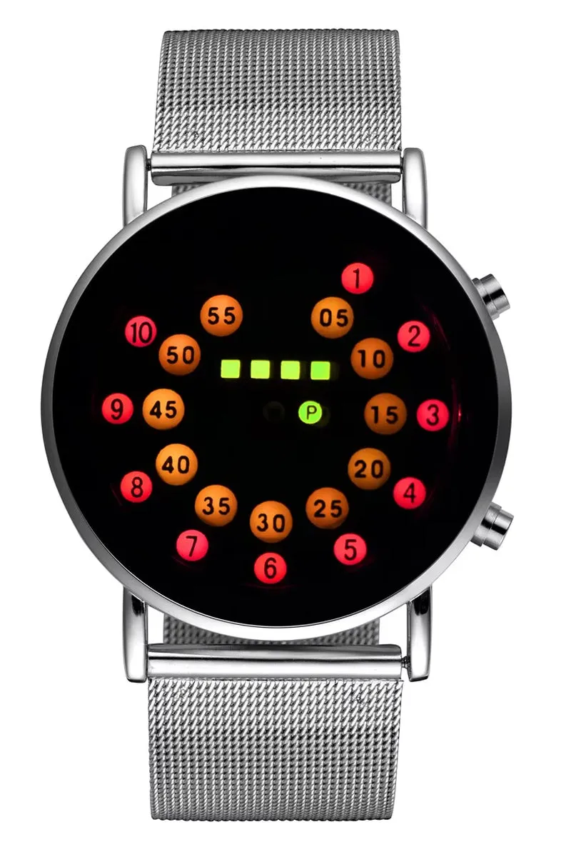 LED Fashion Cool Digital Watch Men Watches Luxury Mesh Binary Watches Male Digital Hour Clock Montre Homme Masculino Relojes