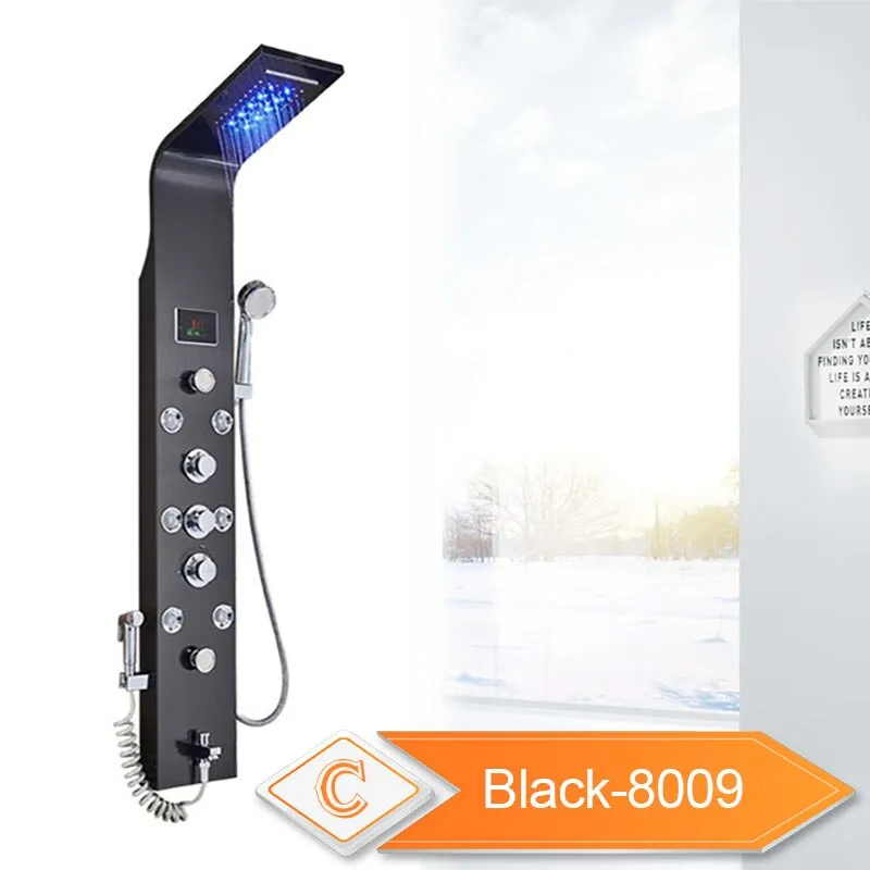 LED Light Shower Waterfall Rain Wall Shower System