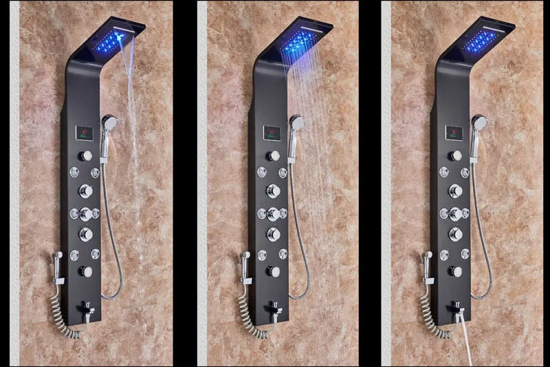 LED Light Shower Waterfall Rain Wall Shower System