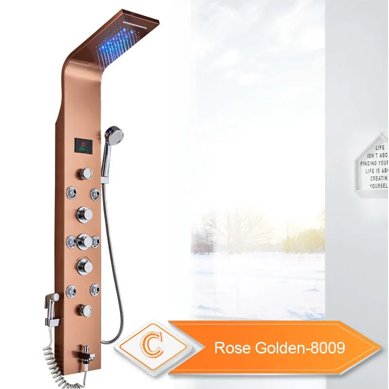 LED Light Shower Waterfall Rain Wall Shower System