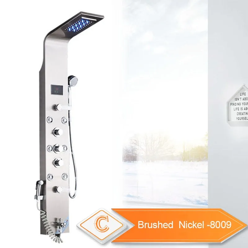 LED Light Shower Waterfall Rain Wall Shower System