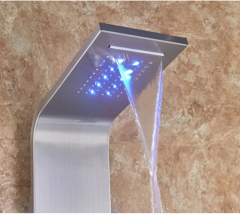 LED Light Shower Waterfall Rain Wall Shower System