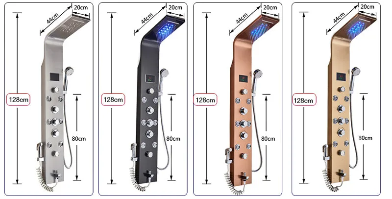 LED Light Shower Waterfall Rain Wall Shower System