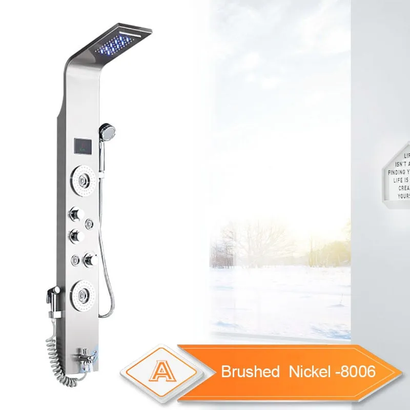 LED Light Shower Waterfall Rain Wall Shower System
