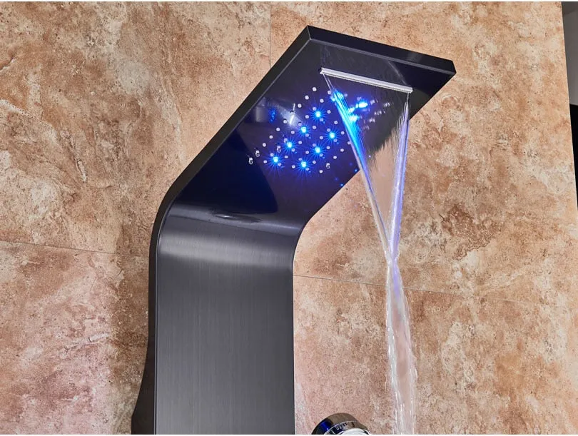 LED Light Shower Waterfall Rain Wall Shower System