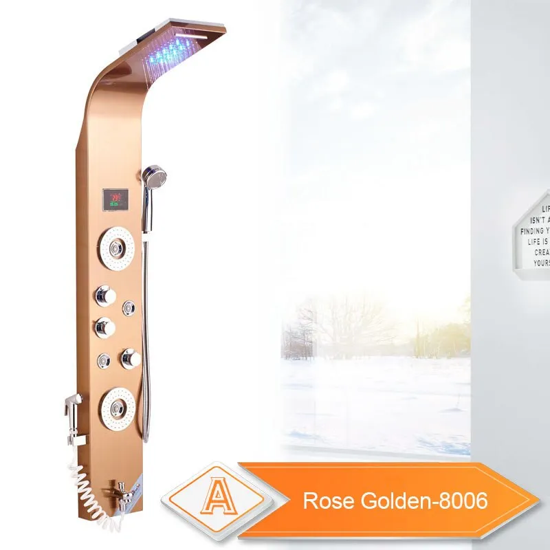 LED Light Shower Waterfall Rain Wall Shower System