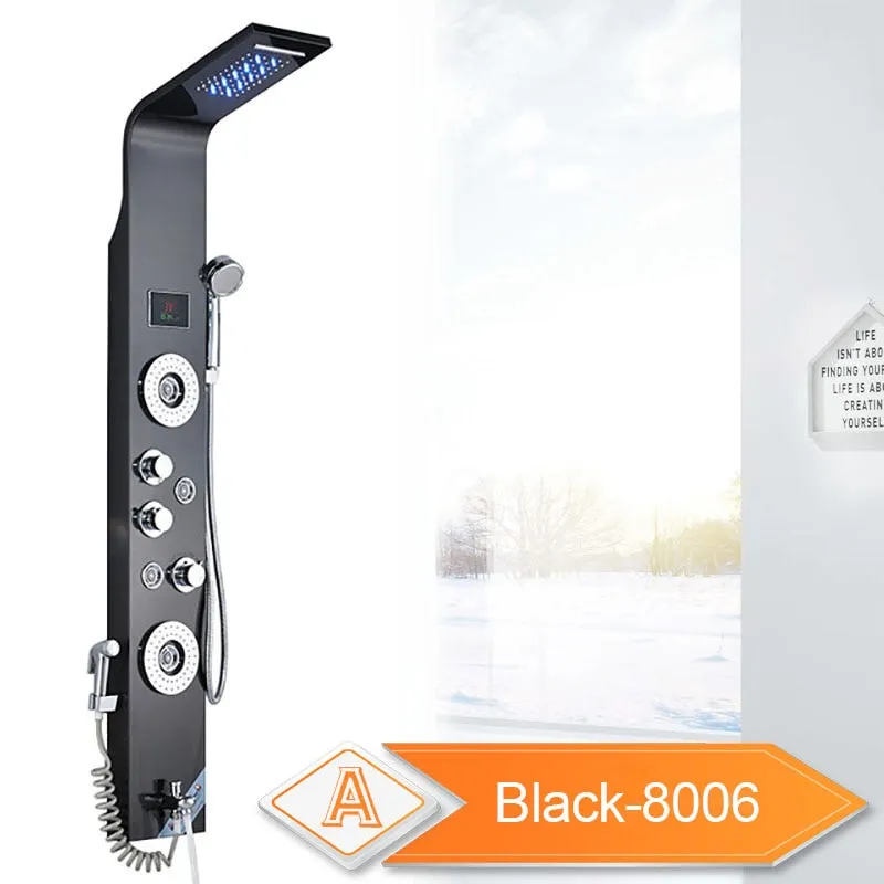 LED Light Shower Waterfall Rain Wall Shower System