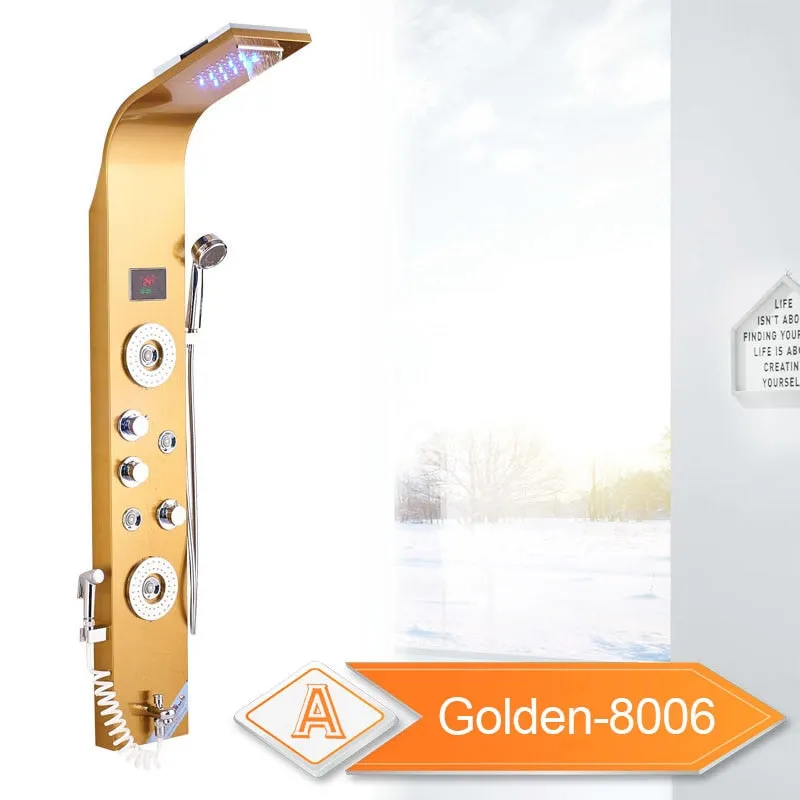 LED Light Shower Waterfall Rain Wall Shower System