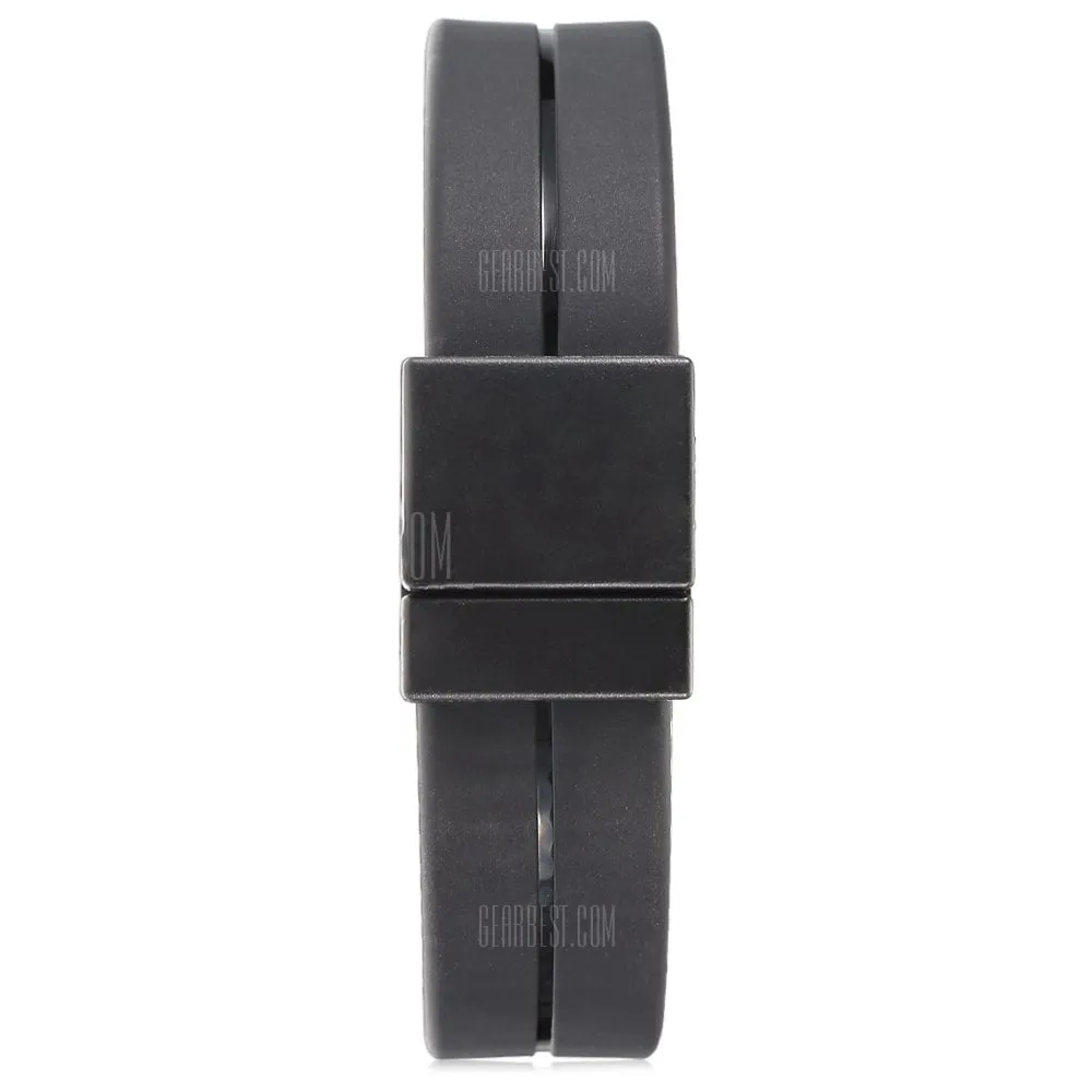 LED Watch Date Red Digital Rectangle Dial Rubber Band- BLACK