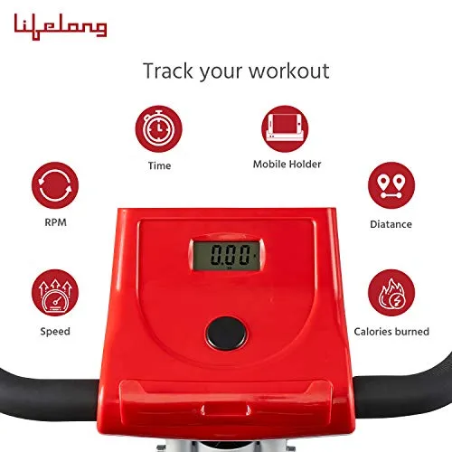 Lifelong LLF135 FitPro Stationary Exercise Belt Bike for Weight Loss at Home with Display and Resistance Control, White (Free Installation Assistance)