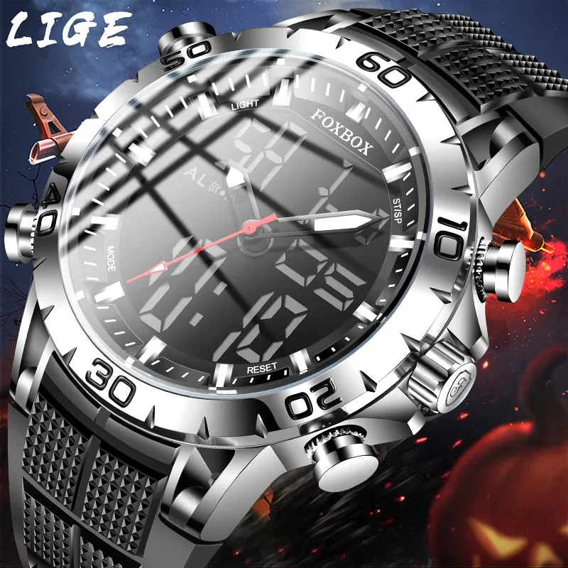 LIGE  Military Sport Silicone Wrist Watch