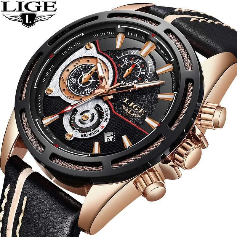LIGE New Mens Watches Luxury Quartz Watch