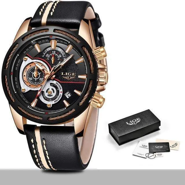 LIGE New Mens Watches Luxury Quartz Watch
