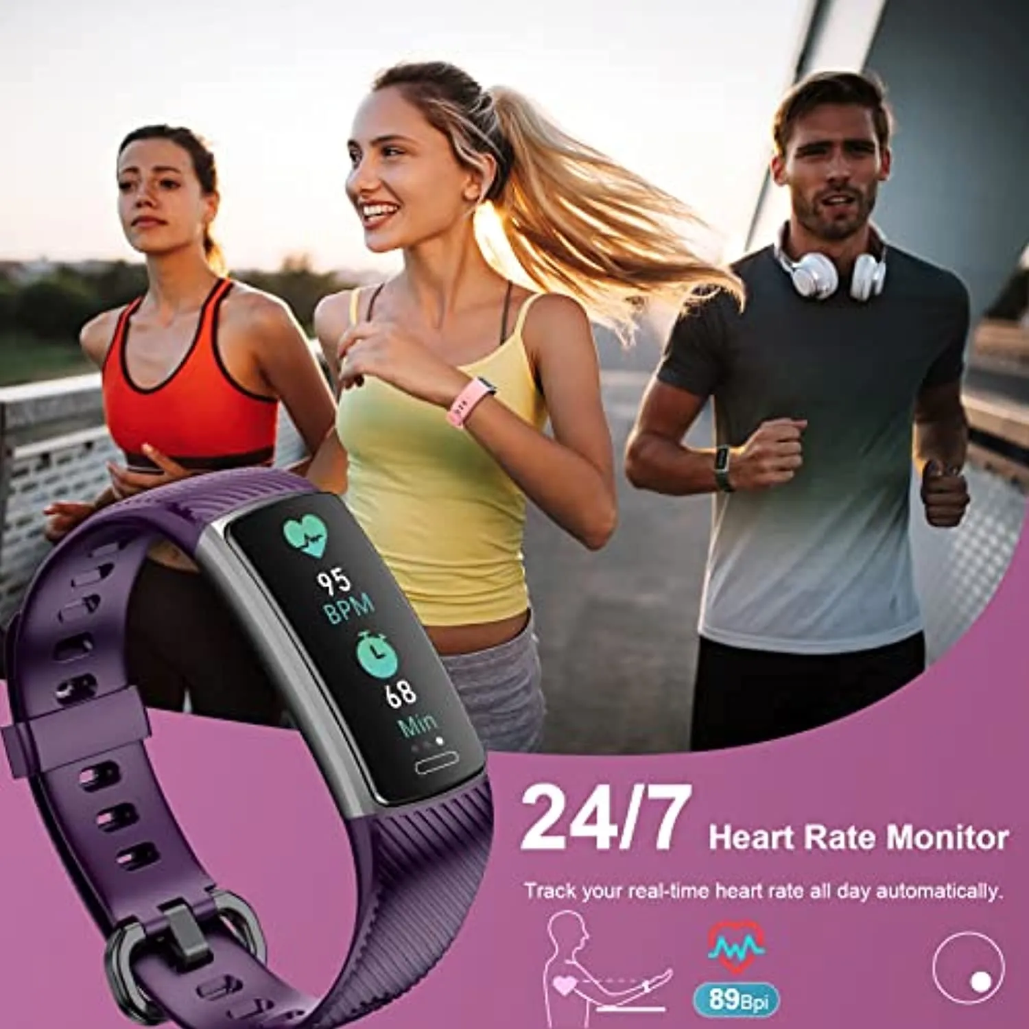 LIVIKEY Fitness Tracker, Activity Tracker with Heart Rate Monitor & Sleep Monitoring, IP68 Waterproof Pedometer, Calorie Counter, Health Fitness Watch for Sports Workout, Step Tracker for Women Men