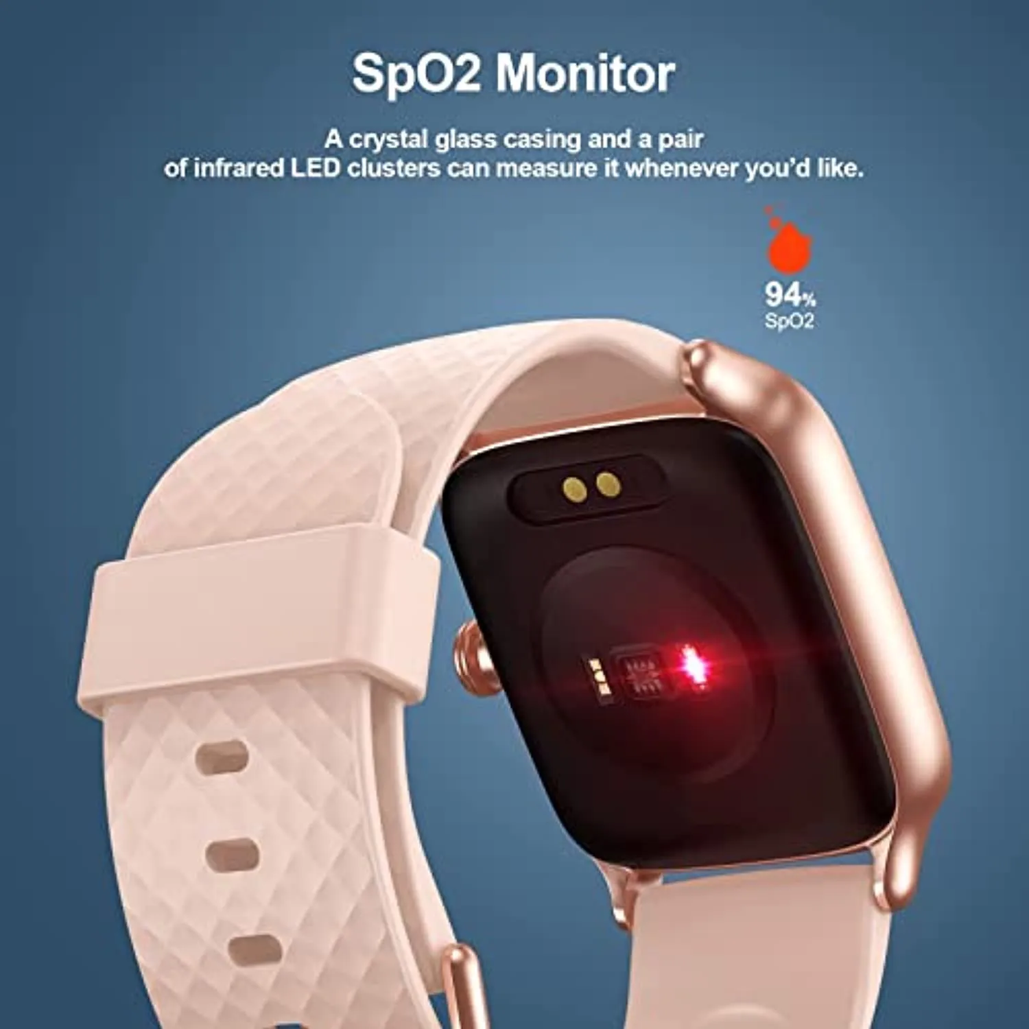 Livikey Smart Watch with Heart Rate Monitor, SpO2 and Sleep Tracking, Fitness Watch 5ATM Waterproof with Pedometer for Women Men, Pink