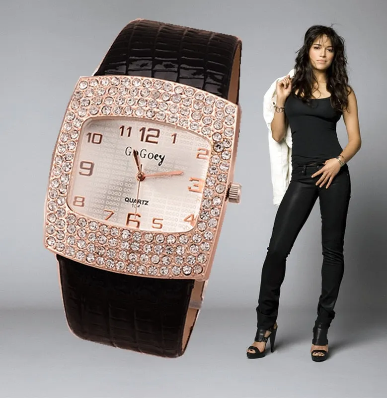 Liza Pearl Crystal Analog Rhinestone Luxury Watch