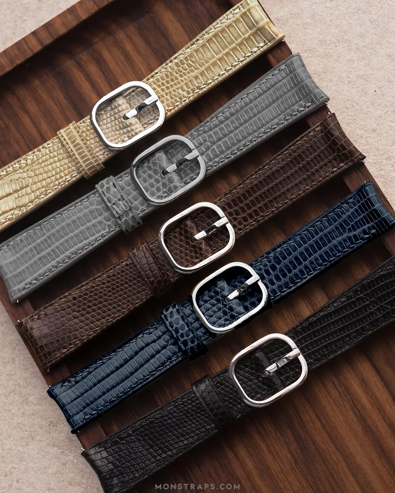 Lizard Leather Strap (Semi-matte, Dark Grey)