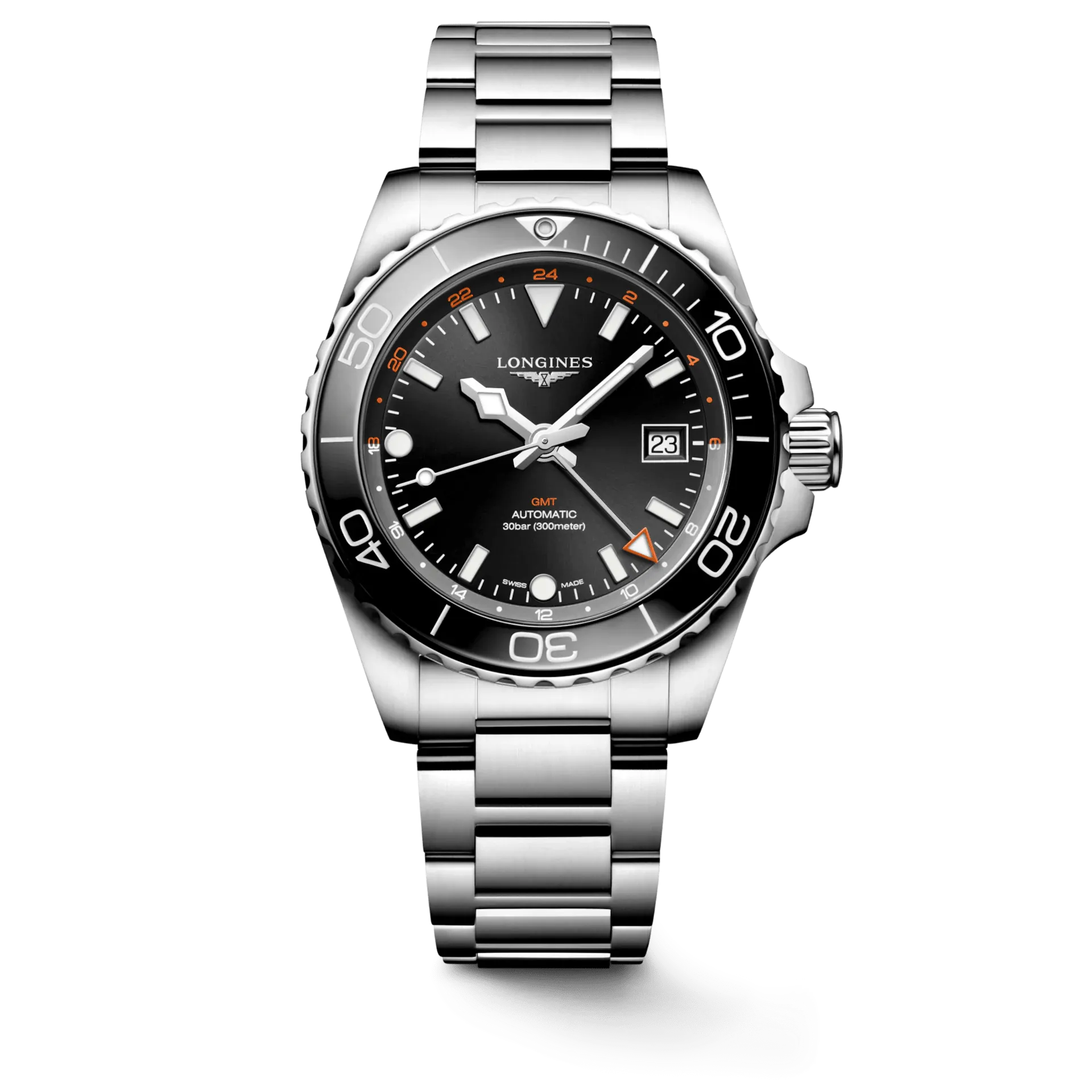 Longines HydroConquest GMT 41mm Black Dial Steel Men's Watch L37904566
