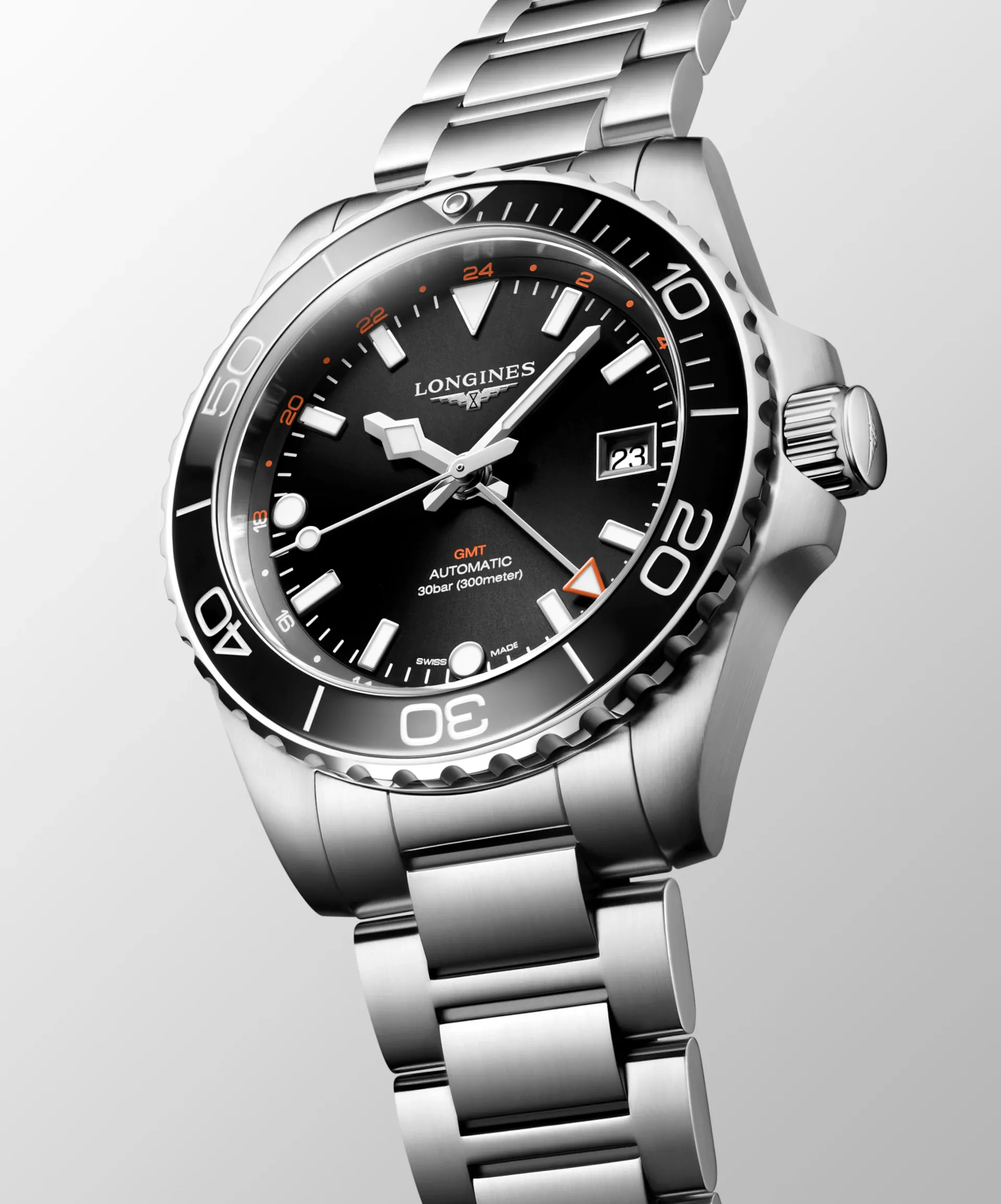 Longines HydroConquest GMT 41mm Black Dial Steel Men's Watch L37904566