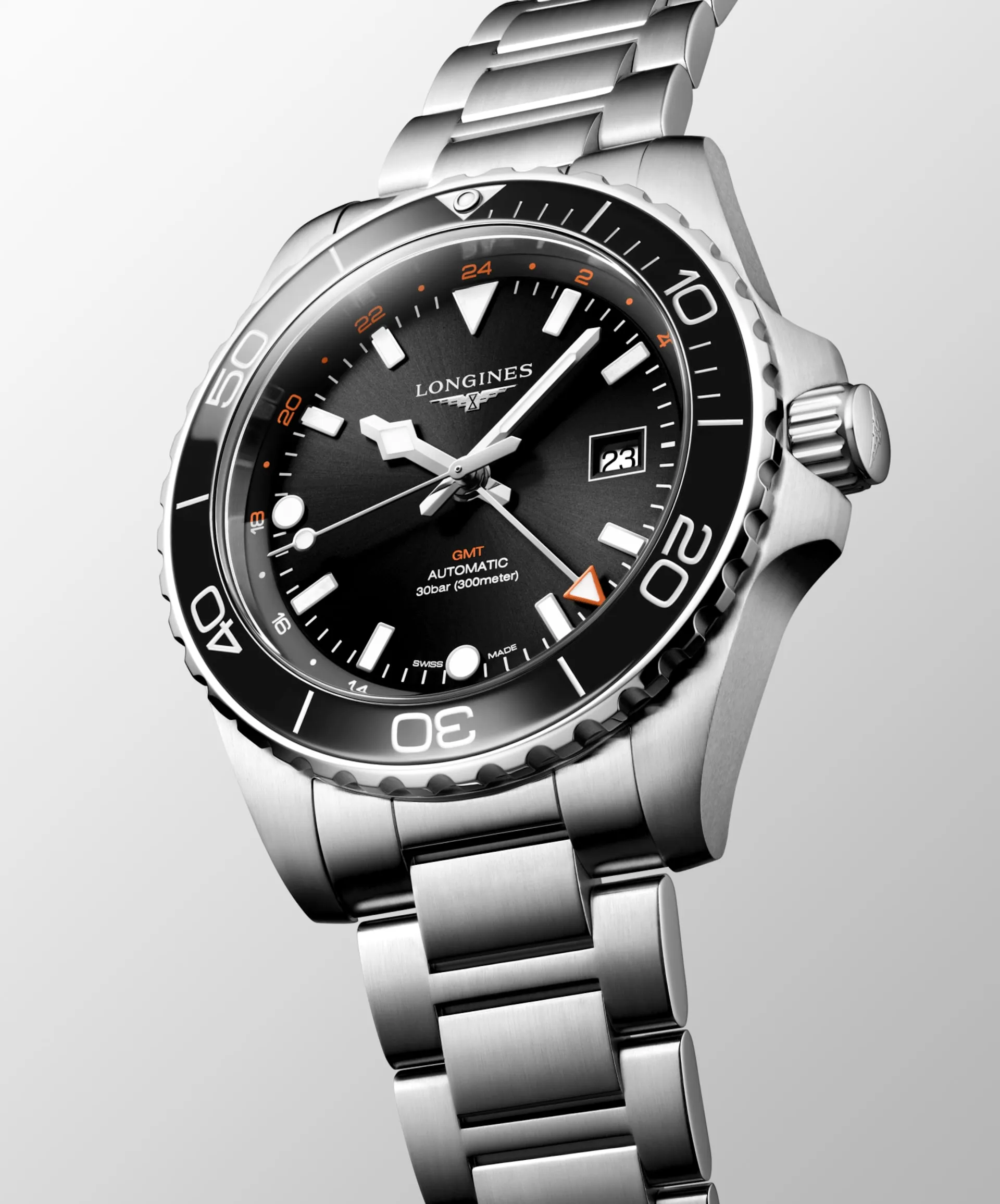 Longines HydroConquest GMT 43mm Black Dial Steel Men's Watch L38904566
