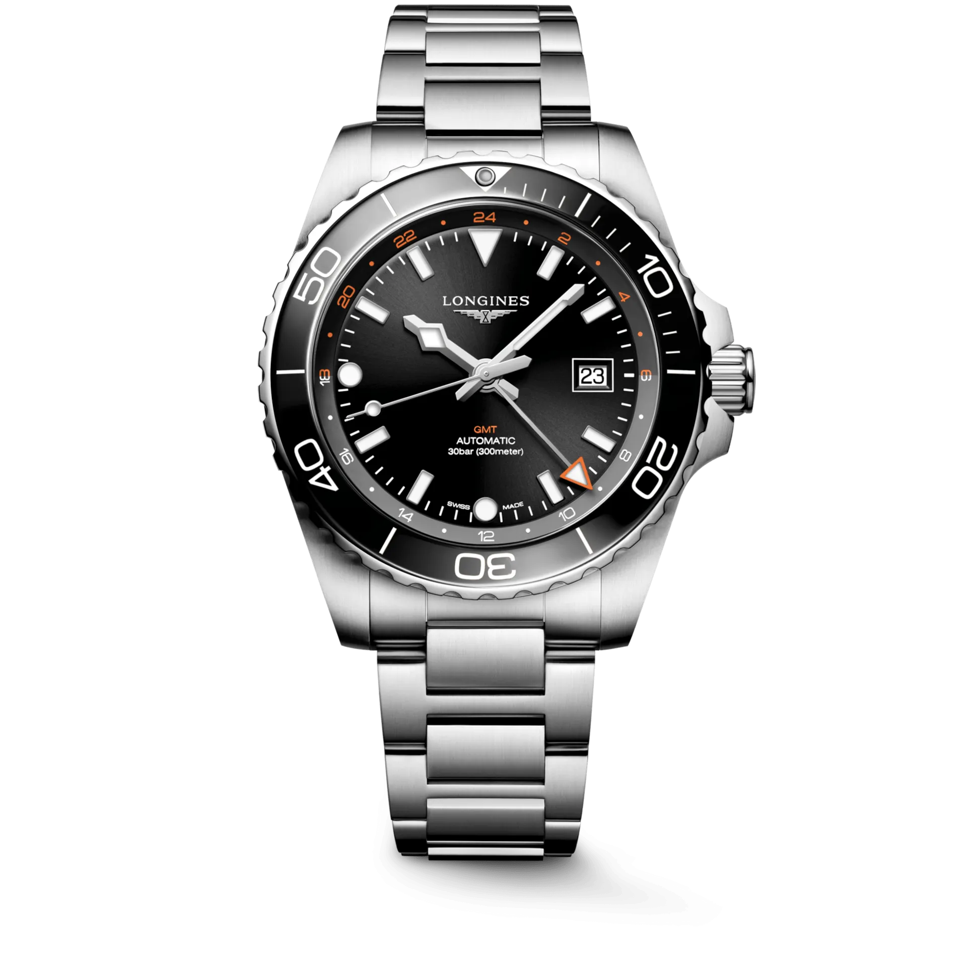 Longines HydroConquest GMT 43mm Black Dial Steel Men's Watch L38904566