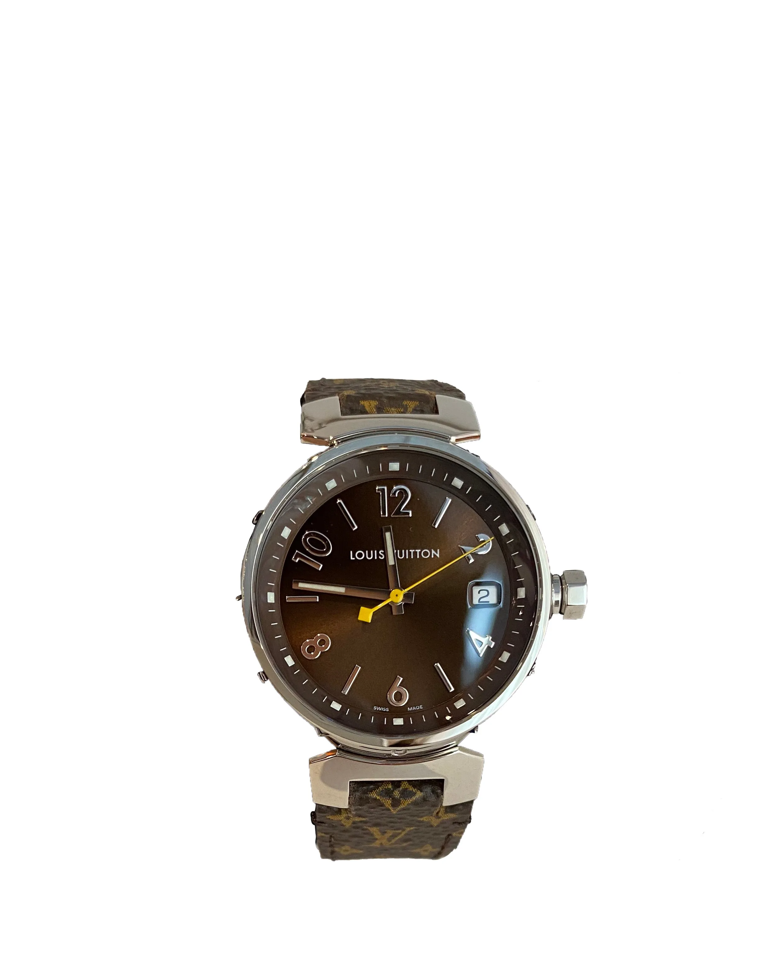 Louis Vuitton Monogram Tambour Brun 28mm Quartz Watch