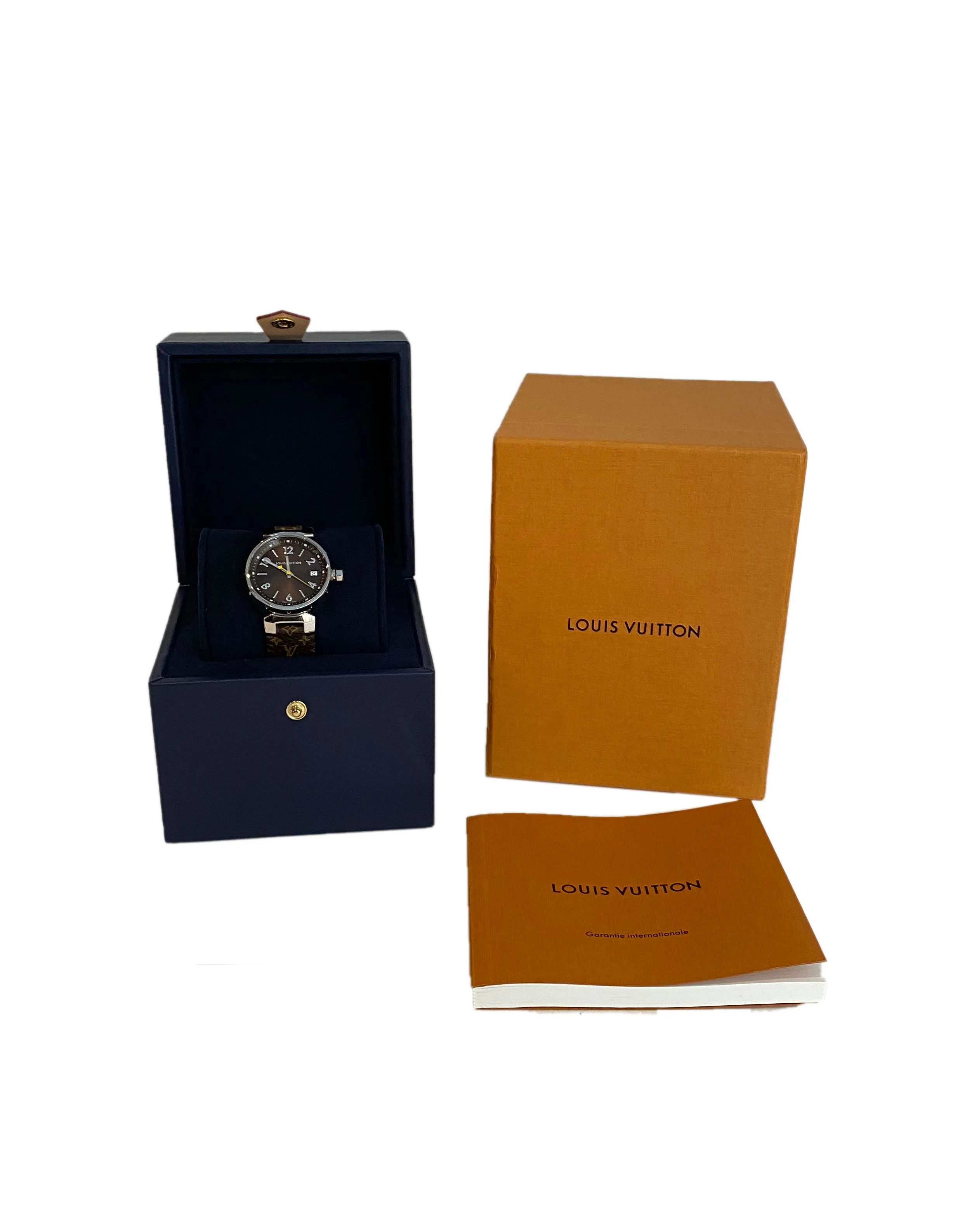 Louis Vuitton Monogram Tambour Brun 28mm Quartz Watch