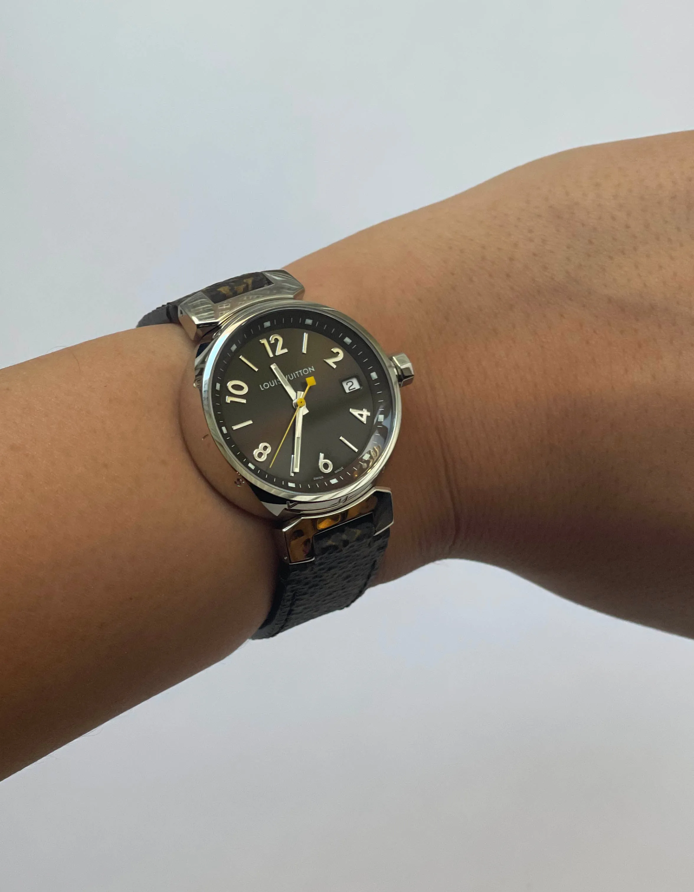 Louis Vuitton Monogram Tambour Brun 28mm Quartz Watch