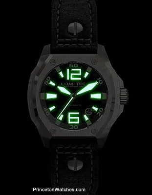 Lum-Tec Mens V-Series Automatic - Black Dial - Stainless Case - Leather Strap