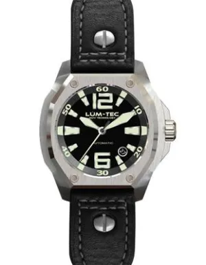 Lum-Tec Mens V-Series Automatic - Black Dial - Stainless Case - Leather Strap