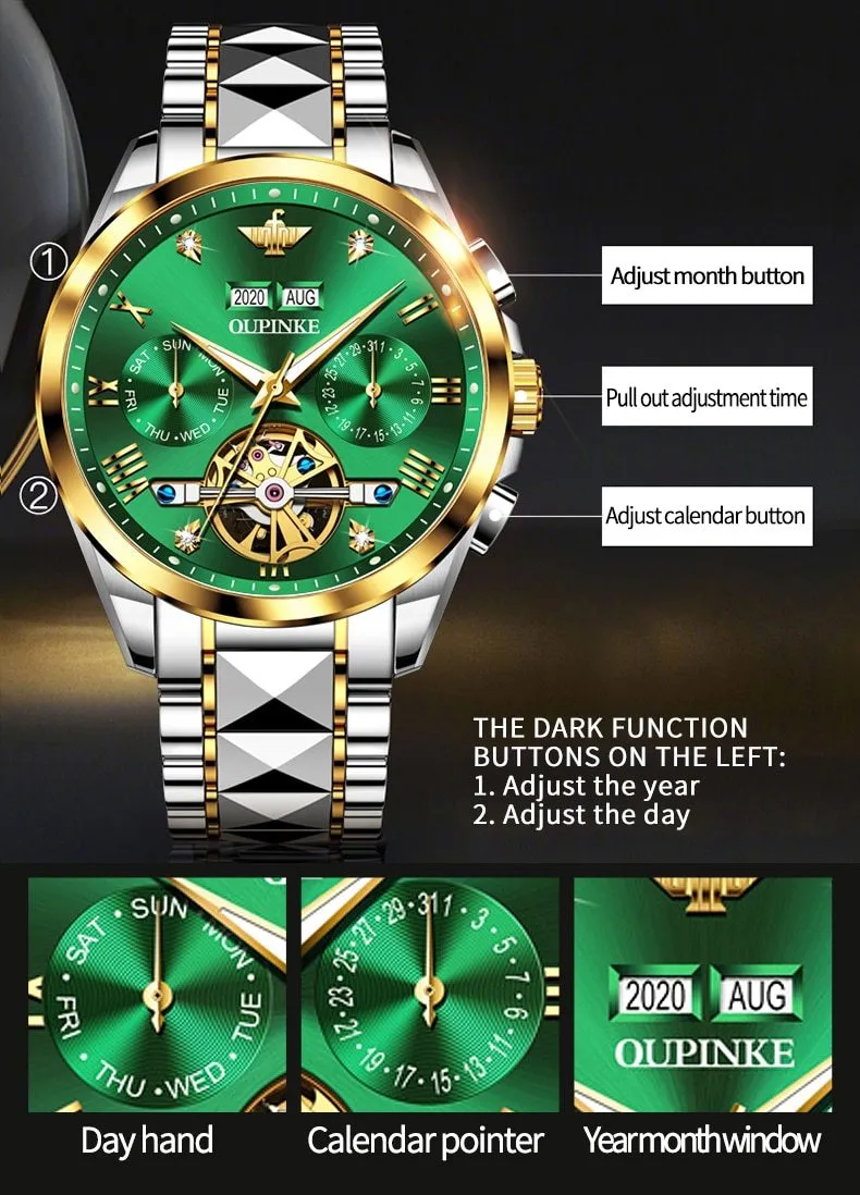 Luxury Automatic Sapphire Tungsten steel Green Watch