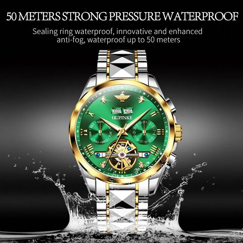 Luxury Automatic Sapphire Tungsten steel Green Watch
